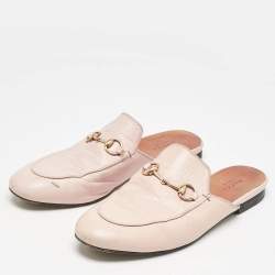 Gucci Pink Leather Princetown Mules Size 38