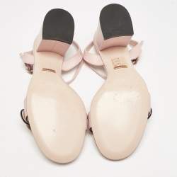 مملوكة مسبقًا Gucci Light Pink Leather GG Marmont Block Heel Ankle Strap Sandals Size 39