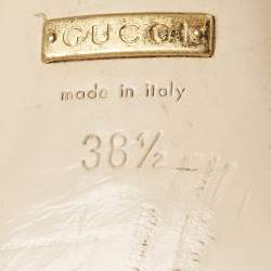 Pre Owned Gucci Metallic Gold Leather GG Marmont Block Heel Ankle Strap Sandals Size 38.5