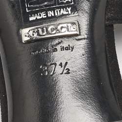 Pre Owned Gucci Black Suede Maxime Crystal Embellished Slide Sandals Size 37.5