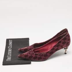 Gucci Burgundy GG Velvet Pointed Toe Pumps Size 41