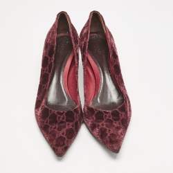 Gucci Burgundy GG Velvet Pointed Toe Pumps Size 41