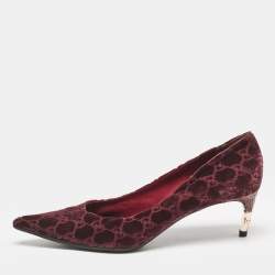 Gucci Burgundy GG Velvet Pointed Toe Pumps Size 41