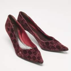 Gucci Burgundy GG Velvet Pointed Toe Pumps Size 41