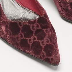 Gucci Burgundy GG Velvet Pointed Toe Pumps Size 41