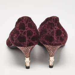 Gucci Burgundy GG Velvet Pointed Toe Pumps Size 41