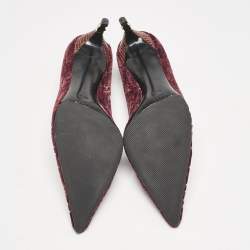 Gucci Burgundy GG Velvet Pointed Toe Pumps Size 41