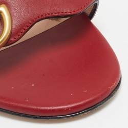 Gucci Red Leather GG Marmont Ankle Strap Sandals Size 38