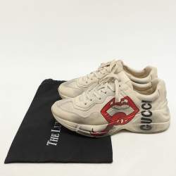 Gucci Off White Leather Rhyton Sneakers Size 41.5