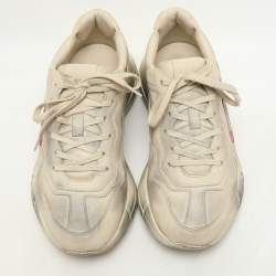 Gucci Off White Leather Rhyton Sneakers Size 41.5