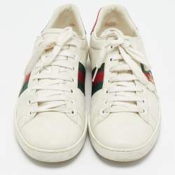 مملوكة مسبقًا Gucci White Leather Bee Embroidered Ace Sneakers Size 39