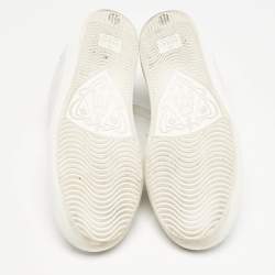 Gucci White/Grey Leather Perforated Interlocking G Ace Sneakers Size 34.5