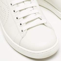 Gucci White/Grey Leather Perforated Interlocking G Ace Sneakers Size 34.5