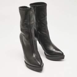Gucci Black Leather Zipped Ankle Length Boots Size 36.5