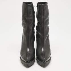 Gucci Black Leather Zipped Ankle Length Boots Size 36.5