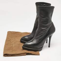Gucci Black Leather Zipped Ankle Length Boots Size 36.5