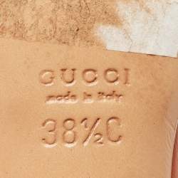 Gucci Grey/Brown Canvas and Leather Mules Size 38.5