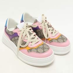 Gucci Multicolor GG Supreme Canvas and Leather Low Top Sneakers Size 36.5