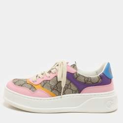 Gucci Multicolor GG Supreme Canvas and Leather Low Top Sneakers Size 36.5