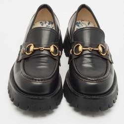 Gucci Black Leather Horsebit Loafers Size 38.5