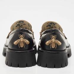 Gucci Black Leather Horsebit Loafers Size 38.5