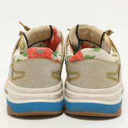 Gucci Cream/Metallic Leather and Glitter Ultrapace Low Top Sneakers Size 36.5