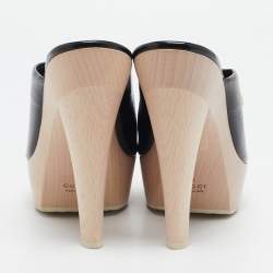 Gucci Black Patent Leather Hysteria Platform Clogs Size 40
