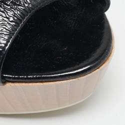 Gucci Black Patent Leather Hysteria Platform Clogs Size 40