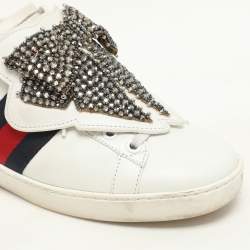 Gucci White Leather Ace Removable Patch Low Top Sneakers Size 36.5