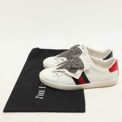 Gucci White Leather Ace Removable Patch Low Top Sneakers Size 36.5