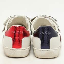 Gucci White Leather Ace Removable Patch Low Top Sneakers Size 36.5