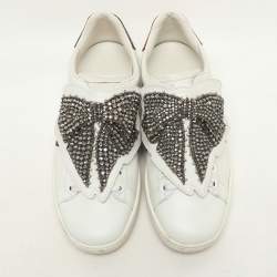 Gucci White Leather Ace Removable Patch Low Top Sneakers Size 36.5