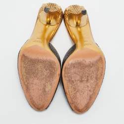 Gucci Black/Gold Snakeskin and Leather Slide Sandals Size 40