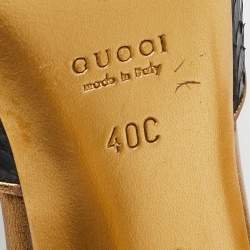 Gucci Black/Gold Snakeskin and Leather Slide Sandals Size 40
