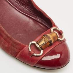 Gucci Red Patent Leather and Suede Horsebit Ballet Flats Size 39