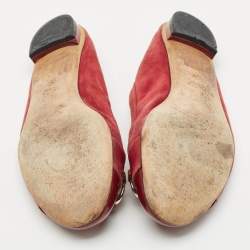 Gucci Red Patent Leather and Suede Horsebit Ballet Flats Size 39