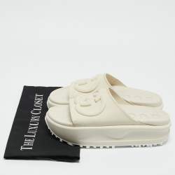 Gucci White Rubber Interlocking G Slide Sandals Size 36