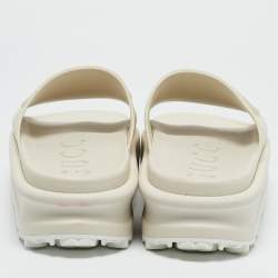 Gucci White Rubber Interlocking G Slide Sandals Size 36