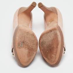 Gucci Pink Guccissima Leather Horsebit Peep Toe Pumps Size 38.5