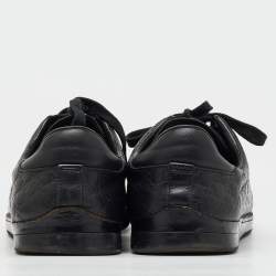 Gucci Black Microguccissima Leather Low Top Sneakers Size 38.5