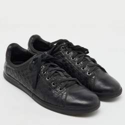 Gucci Black Microguccissima Leather Low Top Sneakers Size 38.5