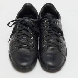 Gucci Black Microguccissima Leather Low Top Sneakers Size 38.5
