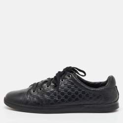 Gucci Black Microguccissima Leather Low Top Sneakers Size 38.5