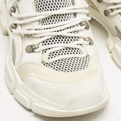 Gucci White Canvas and Leather Flashtrek Chunky Sneakers Size 38