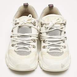 Gucci White Canvas and Leather Flashtrek Chunky Sneakers Size 38