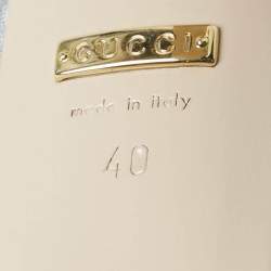 Gucci Silver Leather T-Strap Platform Ankle Strap Pumps Size 40