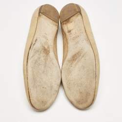 Gucci Beige GG Embossed Leather Crest Ballet Flats Size 40