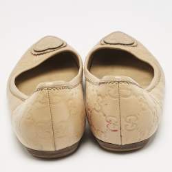 Gucci Beige GG Embossed Leather Crest Ballet Flats Size 40