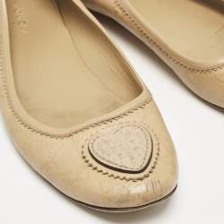 Gucci Beige GG Embossed Leather Crest Ballet Flats Size 40