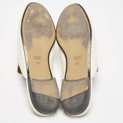 Pre Owned Gucci Off White Leather Princetown Flat Mules Size 39